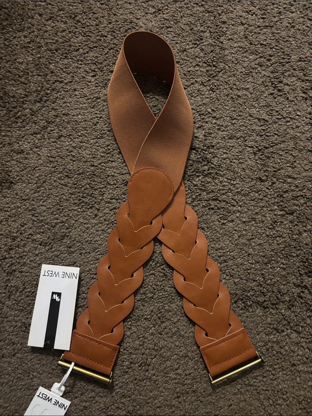Nine West Tan Braided Stretch Belt